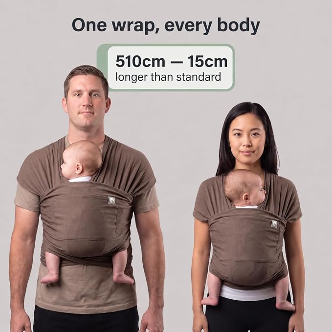The Pocket Wrap™ by Trekki - Naturally Soft Baby Carrier with Large Front Pocket - Cotton Baby Sling from Birth to Toddler