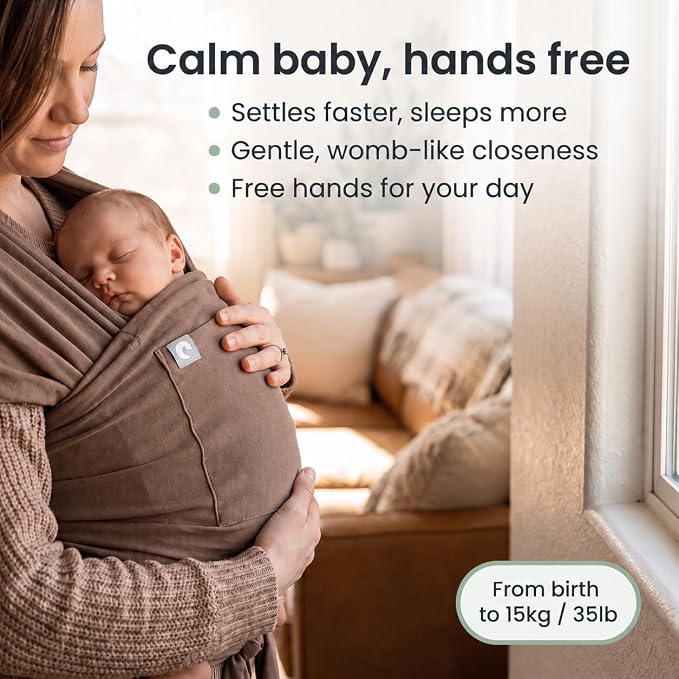 The Pocket Wrap™ by Trekki - Naturally Soft Baby Carrier with Large Front Pocket - Cotton Baby Sling from Birth to Toddler