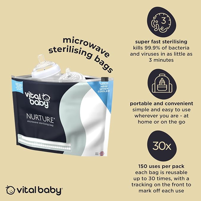 Vital Baby Nurture Microwave sterilising Bags, 5 Pack